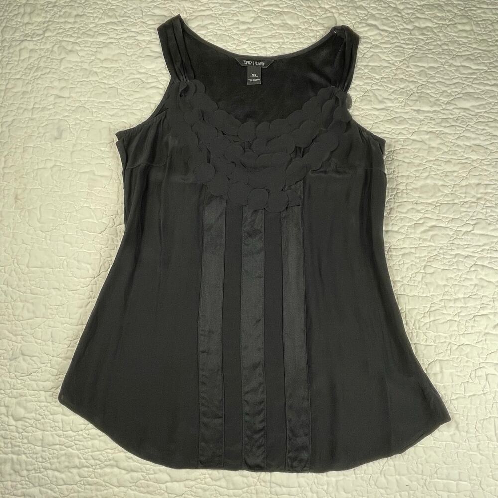 🔥White House Black Market Silk Tank Blouse Black Top XS Minimalist Layering XS